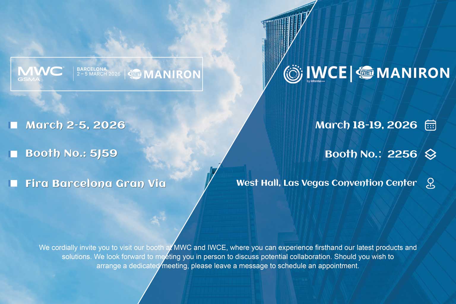 Maniron vai expor na MWC Barcelona e na IWCE 2026.